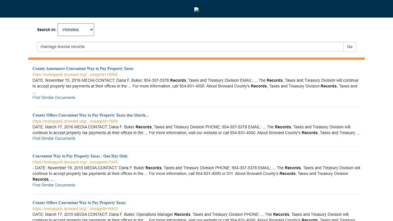 Broward County Search: marriage license records