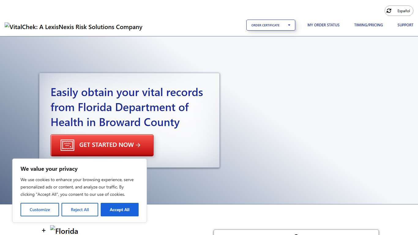 Florida Department of Health in Broward County (FL) | Order Certificates - VitalChek